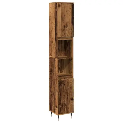 vidaXL Kopalniška omarica starinski les 30x30x190 cm inženirski les