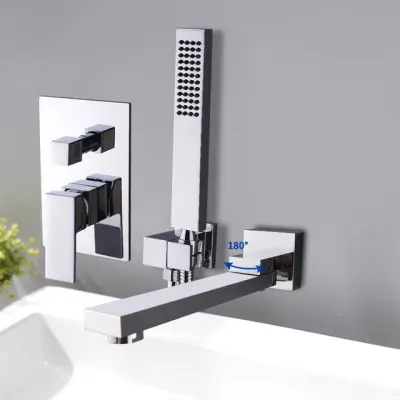 Kopalna pipa z ročno prho | Montaža na steno | Rotacijske obloge | Chrome