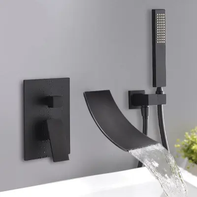 Kopalna pipa z ročno prho Kopalniška armatura | Toplice | Matt Black