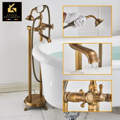 Podeželsko industrijsko | Stoječa kopalna pipa | Karina | Staro zlato