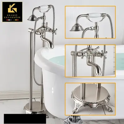 Podeželsko industrijsko | Stoječa kopalna pipa | Karina | Brušeno nerjaveče jeklo