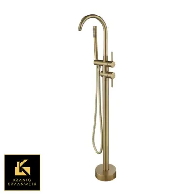 Stoječa kopalna pipa | Elegantna kopalnica | Upogibanje | RoseGold | Brušeno jeklo iz nerjavečega jekla | Črno zlato