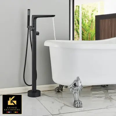 Stoječa kopalna pipa | Elegantna kopalnica | Nico | Črna | Chrome | Brušeno nerjaveče jeklo