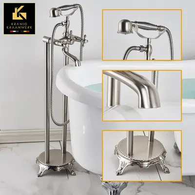 Podeželsko industrijsko | Stoječa kopalna pipa | Karina | Brušeno nerjaveče jeklo