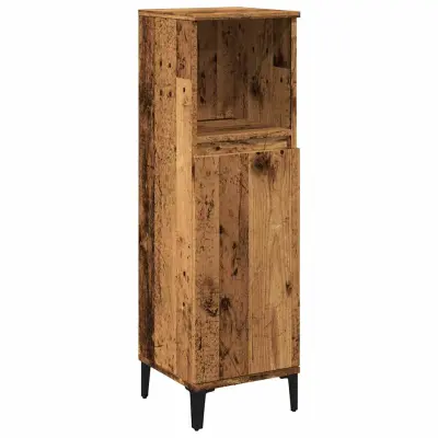 vidaXL Kopalniška omarica starinski les 30x30x100 cm inženirski les