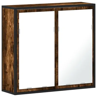 vidaXL Kopalniška omarica z ogledalom dim. hrast 65x20x60 cm inž. les