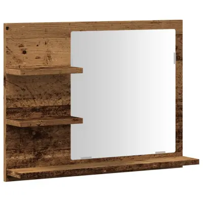 vidaXL Kopalniška omarica z ogledalom starinski les 60x10,5x45 cm