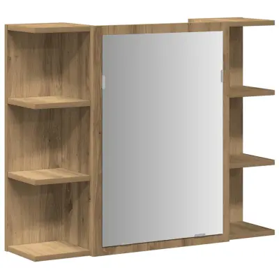 vidaXL Kopalniška omarica z ogledalom artisan hrast 80x20,5x64 cm