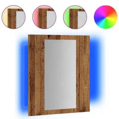 vidaXL LED kopalniška omarica z ogledalom starinski les 40x12x45 cm