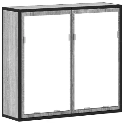vidaXL Kopalniška omarica z ogledalom siva sonoma 65x20x60 cm inž. les