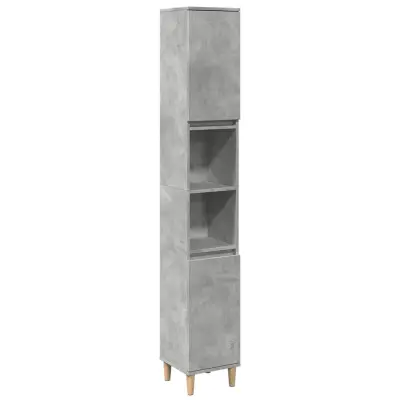vidaXL Kopalniška omarica betonsko siva 30x30x190 cm inženirski les