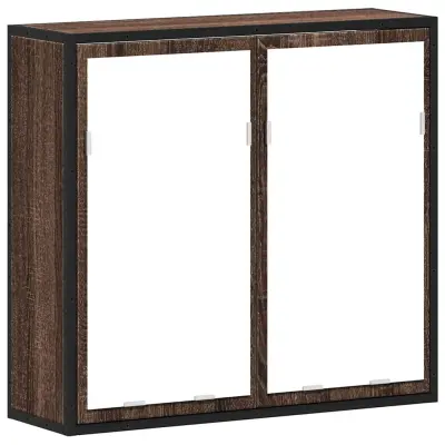 vidaXL Kopalniška omarica z ogledalom rjavi hrast 65x20x60 cm inž. les