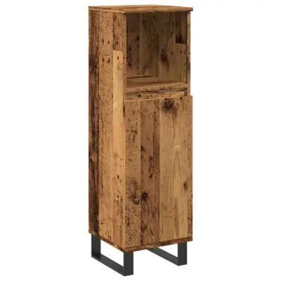 vidaXL Kopalniška omarica starinski les 30x30x100 cm inženirski les