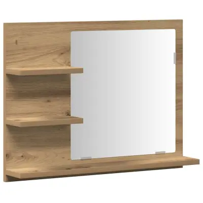 vidaXL Kopalniška omarica z ogledalom artisan hrast 60x10,5x45 cm