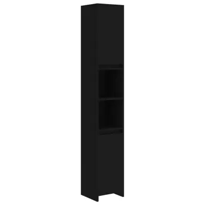 Kopalniška omarica - Kopalniški kabinet črna 30x30x183,5 cm iverna plošča