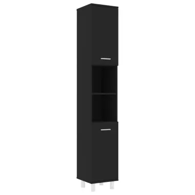 Kopalniška omarica - Kopalniški kabinet črna 30x30x179 cm iverna plošča