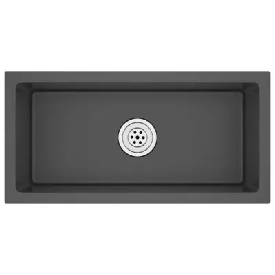 vidaXL Ročno izdelano kuhinjsko pomivalno korito črno nerjaveče jeklo