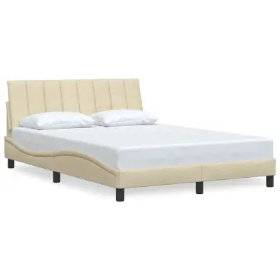 vidaXL Posteljni okvir brez vzmetnice krem 140x200 cm tkanina