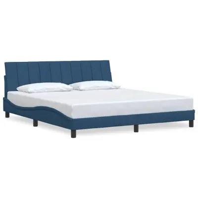 vidaXL Posteljni okvir brez vzmetnice moder 180x200 cm blago