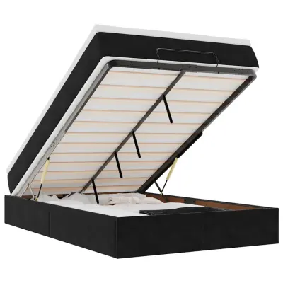 vidaXL Otomanski posteljni okvir z vzmetnico črn 120x200 cm žamet