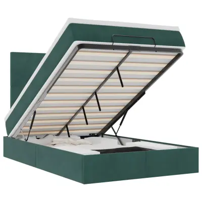 vidaXL Otomanski posteljni okvir z vzmetnicami zelen 120x200cm žamet