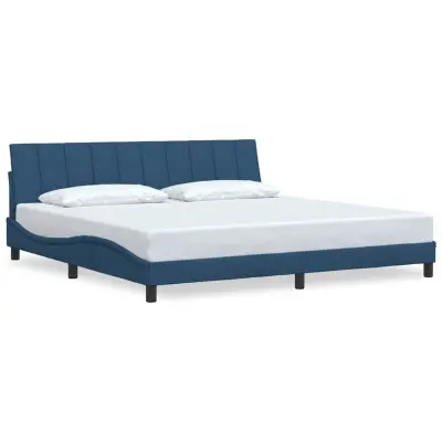 vidaXL Posteljni okvir brez vzmetnice moder 200x200 cm blago