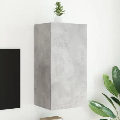 The Living Store Stenska TV omarica z LED lučkami betonsko siva 40,5x35x80 cm - TV Stenska Omarica