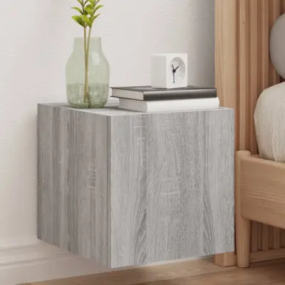 The Living Store Stenska TV omarica z LED lučkami siva sonoma 30,5x35x30 cm - TV Stenska Omarica