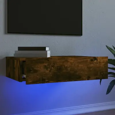 The Living Store TV omarica z LED lučkami dimljeni hrast 60x35x15,5 cm - TV Omarica