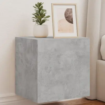 The Living Store Stenska TV omarica z LED lučkami betonsko siva 40,5x35x40 cm - TV Stenska Omarica