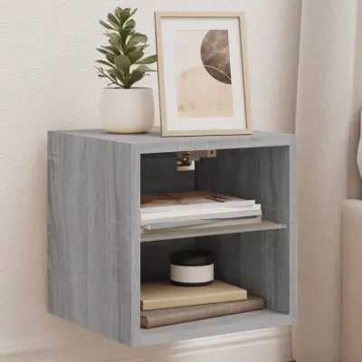 The Living Store Stenske TV omarice z LED 2 kosa siva sonoma 30x28,5x30 cm - TV Stenska Omarica
