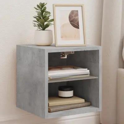 The Living Store Stenske TV omarice z LED 2 kosa betonsko siva 30x28,5x30 cm - TV Stenska Omarica