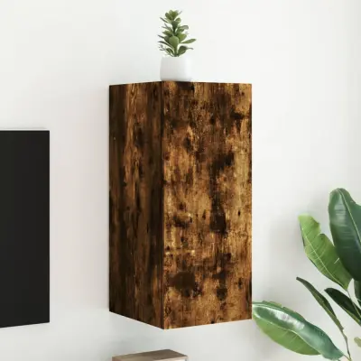 The Living Store Stenska TV omarica z LED lučkami dimljeni hrast 30,5x35x70 cm - TV Stenska Omarica