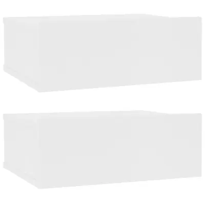 Stenski Dvo delni komplet Nočne omarice - Nočne mize bele 40x30x15 cm inženirski les