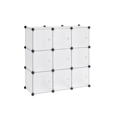 Organizator za shranjevanje 9 kock, plastična omara z vrati, modularna omara za oblačila, čevlje, igrače, knjige, enostavna za sestavo, bela LPC116WS