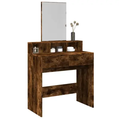 The Living Store Toaletna mizica z ogledalom dimljen hrast 80x41x144,5 cm - Toaletna Mizica