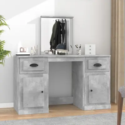 The Living Store Toaletna mizica z ogledalom betonsko siva 130x50x132,5 cm - Toaletna Mizica