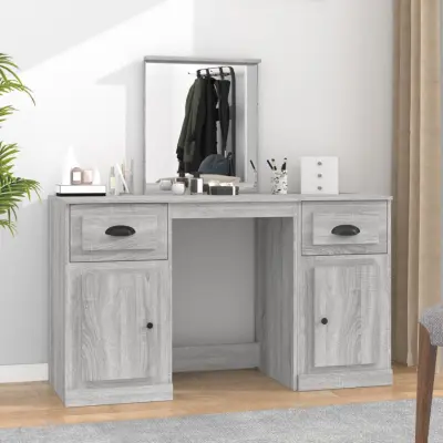 The Living Store Toaletna mizica z ogledalom siva sonoma 130x50x132,5 cm - Toaletna Mizica