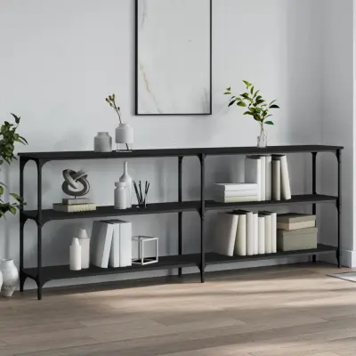 The Living Store Konzolna mizica črna 200x29x75 cm inženirski les - Konzolna Mizica