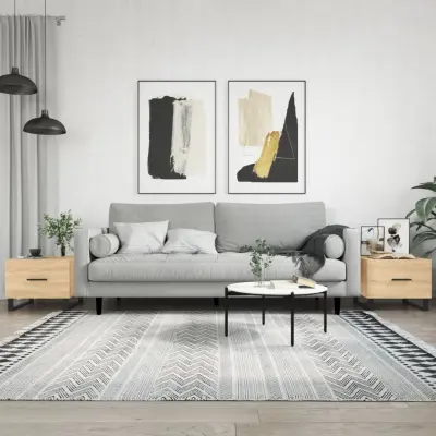 The Living Store Klubske mizice 2 kosa sonoma hrast 50x50x40 cm inženirski les - Klubska Mizica