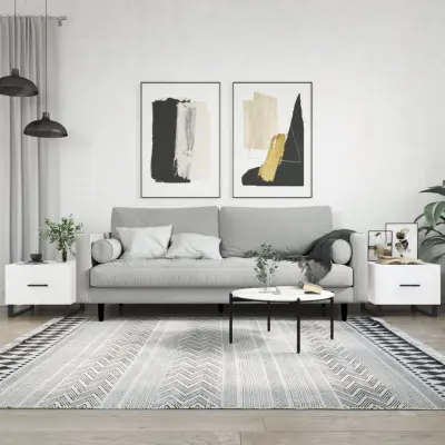 The Living Store Klubske mizice 2 kosa bele 50x50x40 cm inženirski les - Klubska Mizica