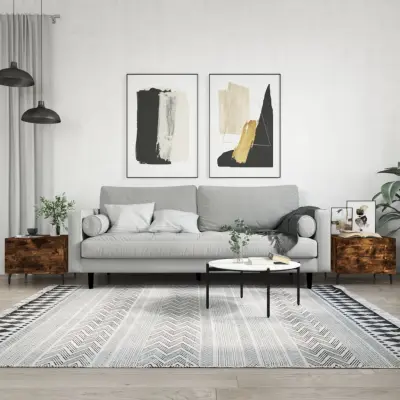The Living Store Klubske mizice 2 kosa dimljeni hrast 50x50x40 cm inženirski les - Klubska Mizica
