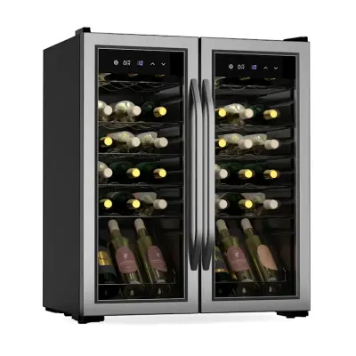 Klarstein Vinamour hladilnik za vino, 2 hladilni coni, 7 polic, upravljanje na dotik (36 steklenic), črna