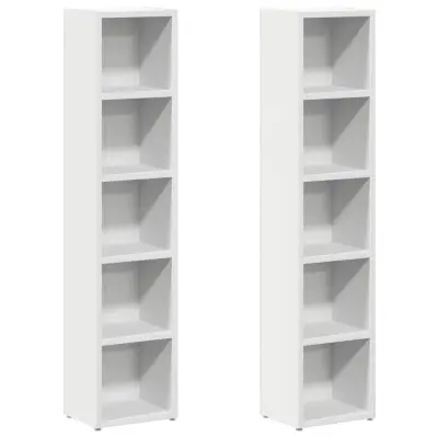 Dvo delni komplet Omarca za CD - CD stojalo - CD regal 2 kosa bela 21x16x93,5 cm iverna plošča