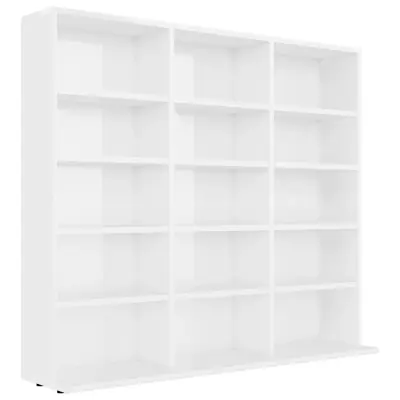 Omarca za CD - CD stojalo - CD regal plošče visok sijaj bela 102x23x89,5 cm iverna pl.