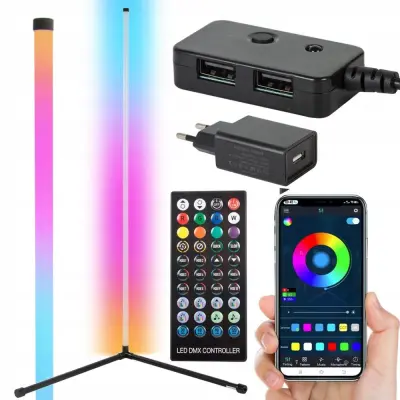 LED RGB kotna talna svetilka 100cm APP + daljinski upravljalnik Rainbow 3D