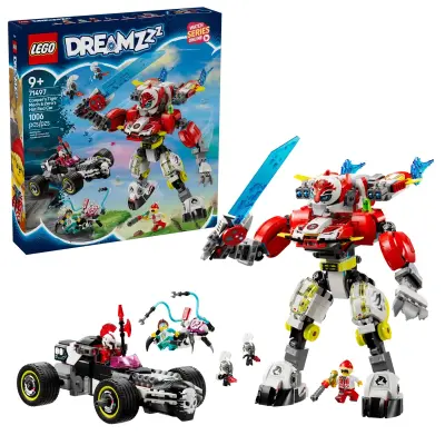 LEGO Dreamzzz 71497 Cooperjev robotski oklep tigra in Zerojev dirkalnik Hot Rod