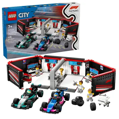 LEGO City 60444 Avtomehanična delavnica F1 ter dirkalnika Mercedes-AMG in Alpine