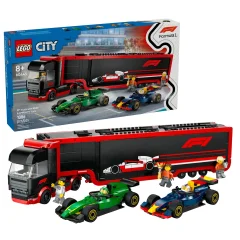 LEGO City 60445 Tovornjak F1 z dirkalnikoma F1 RB20 in AMR24