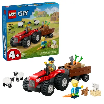 LEGO City 60461 Rdeči kmetijski traktor s prikolico in ovčka